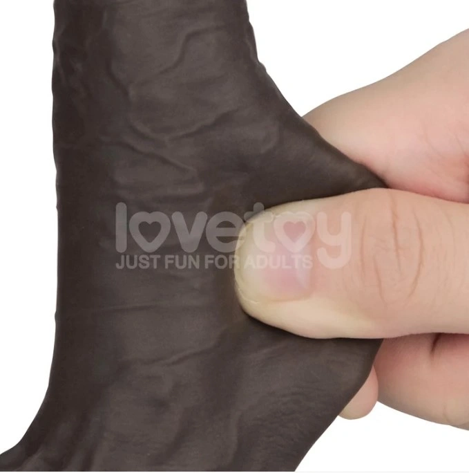 Dildo Realist Sliding-Skin PRO II, Silicon Dubla Densitate, Negru, 17.5 cm, #5, Erotic24.ro