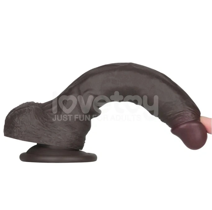 Dildo Realist Sliding-Skin PRO II, Silicon Dubla Densitate, Negru, 19.5 cm, #4, Erotic24.ro