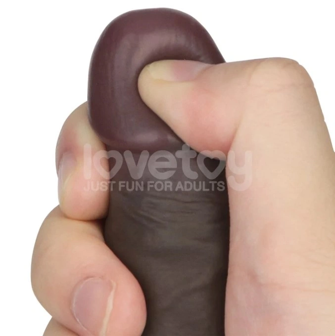 Dildo Realist Sliding-Skin PRO II, Silicon Dubla Densitate, Negru, 19.5 cm, #5, Erotic24.ro