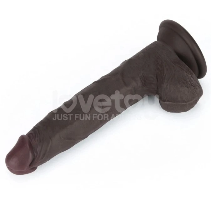 Dildo Realist Sliding-Skin PRO II, Silicon Dubla Densitate, Negru, 19.5 cm, #3, Erotic24.ro