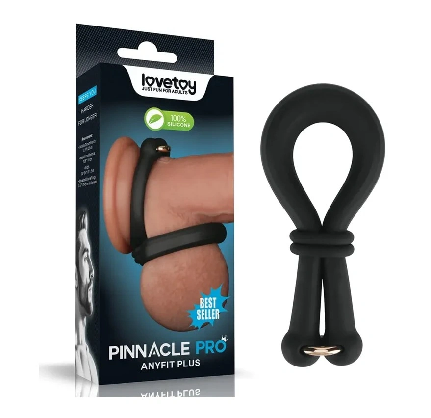 Inel Dublu de Penis Pinnacle Pro Anyfit Plus, Silicon, Negru, #1, Erotic24.ro