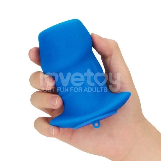 Dop Anal Pinnacle Pro Ribbed Peeper cu Dop, Silicon, Albastru, 10.7 cm, #6, Erotic24.ro