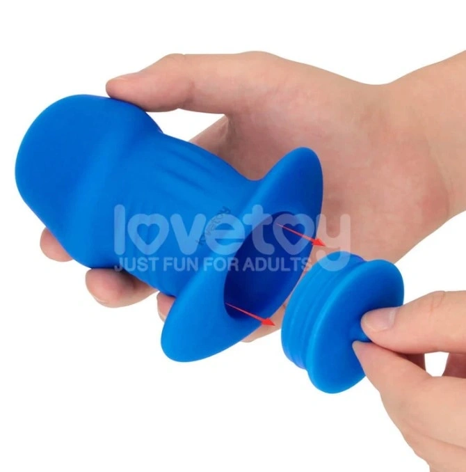 Dop Anal Pinnacle Pro Ribbed Peeper cu Dop, Silicon, Albastru, 10.7 cm, #8, Erotic24.ro