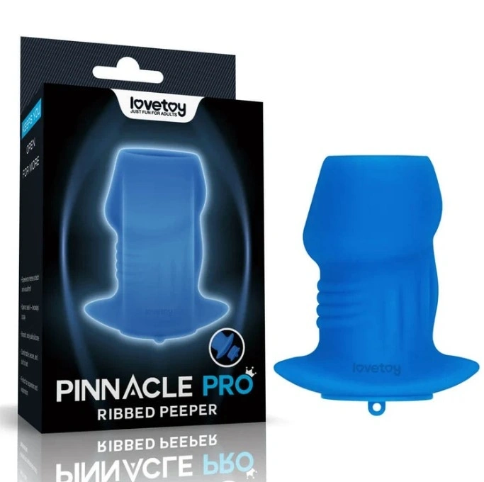 Dop Anal Pinnacle Pro Ribbed Peeper cu Dop, Silicon, Albastru, 10.7 cm, #1, Erotic24.ro