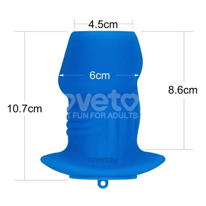 Dop Anal Pinnacle Pro Ribbed Peeper cu Dop, Silicon, Albastru, 10.7 cm, #10, Erotic24.ro