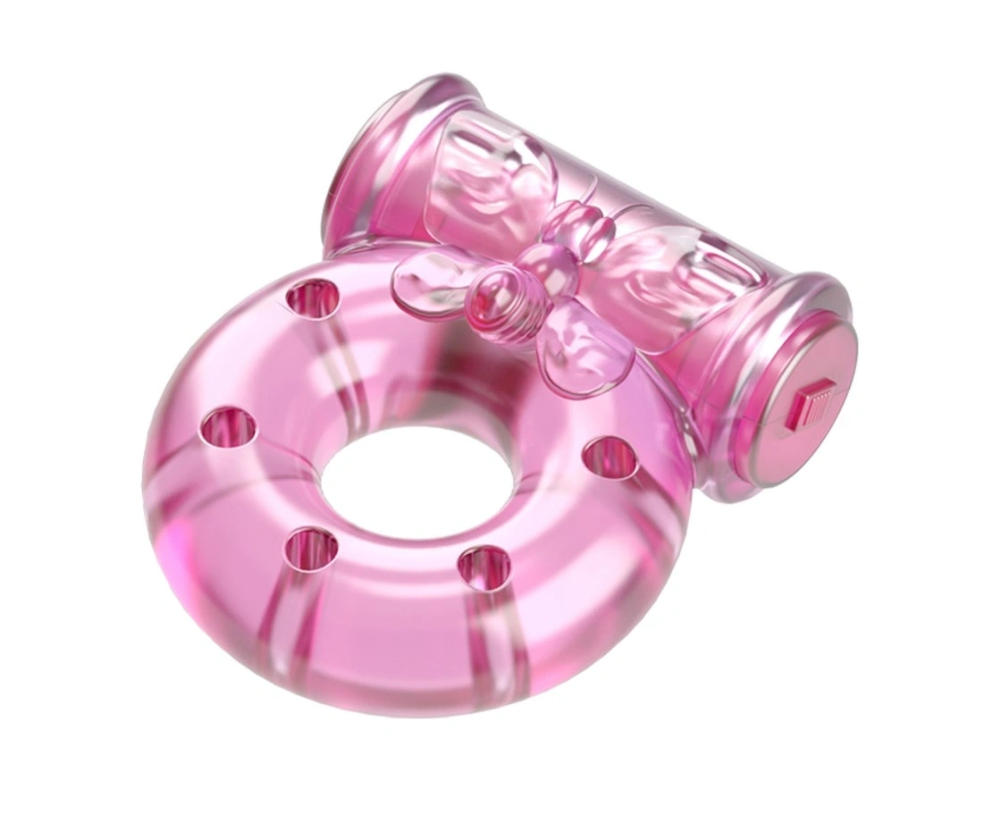 Set Inel de Penis Butterfly cu Vibratii si Prezervativ, TPR, Roz, #3, Erotic24.ro