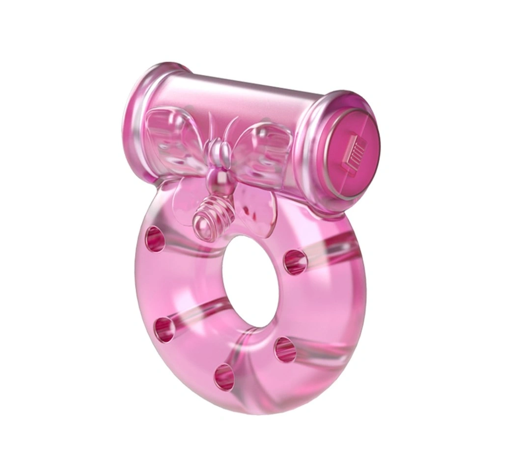 Set Inel de Penis Butterfly cu Vibratii si Prezervativ, TPR, Roz, #1, Erotic24.ro