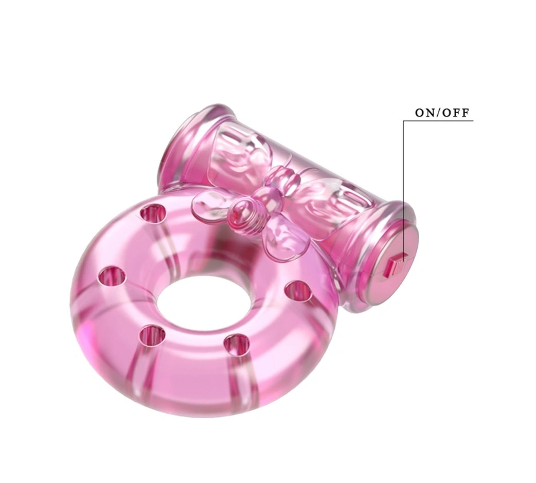 Set Inel de Penis Butterfly cu Vibratii si Prezervativ, TPR, Roz, #6, Erotic24.ro