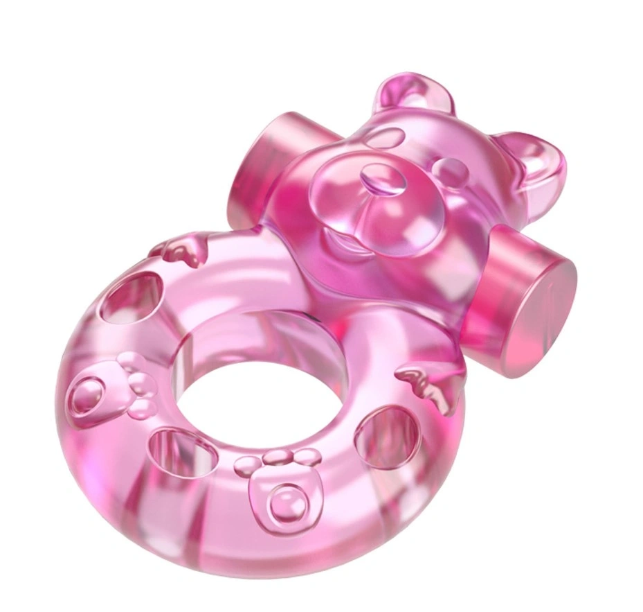 Inel de Penis cu Vibratii Bear Cock Ring, TPR, Roz, Nr. 2, Erotic24.ro