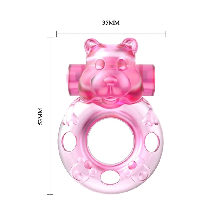 Inel de Penis cu Vibratii Bear Cock Ring, TPR, Roz, Nr. 3, Erotic24.ro
