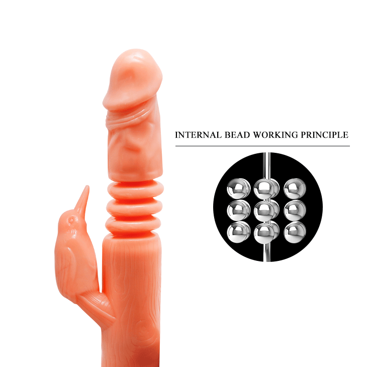 Vibrator Golden Gun cu Telecomanda, Functii Vibratii, Rotatii, Impingere, Natural, 23 cm, #5, Erotic24.ro