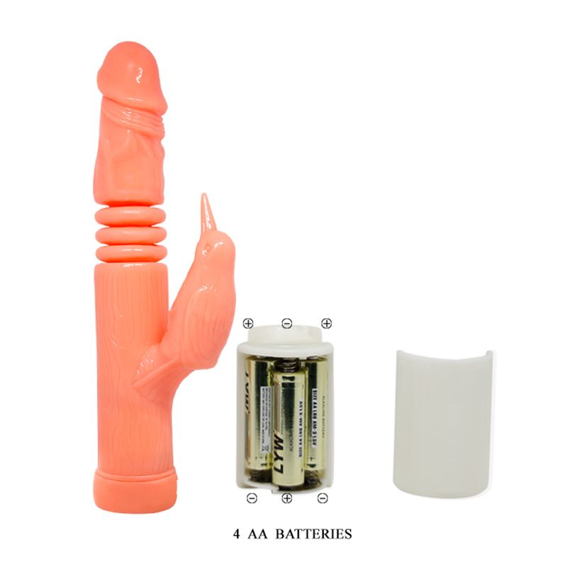 Vibrator Golden Gun cu Telecomanda, Functii Vibratii, Rotatii, Impingere, Natural, 23 cm, #4, Erotic24.ro