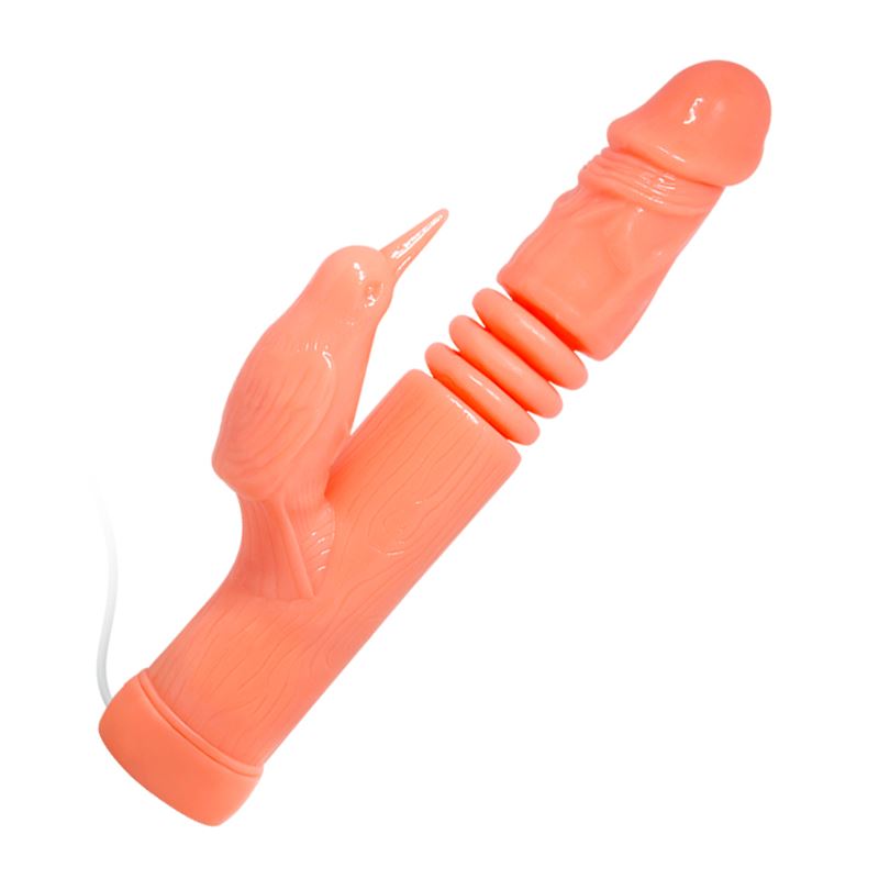 Vibrator Golden Gun cu Telecomanda, Functii Vibratii, Rotatii, Impingere, Natural, 23 cm, #2, Erotic24.ro