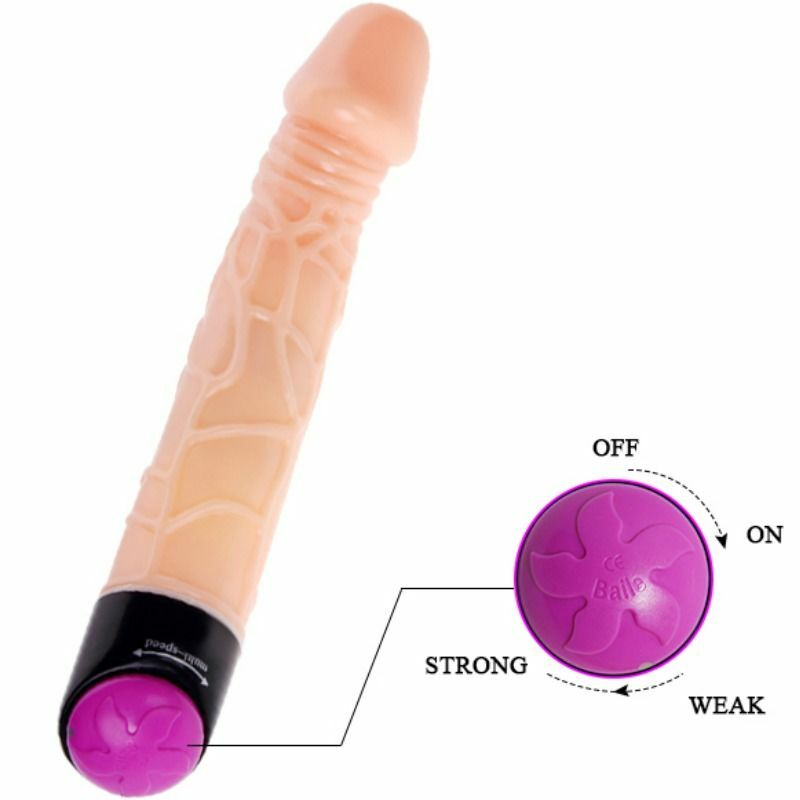 Vibrator Realist Multispeed cu Rotatii, Natural, PVC, 25 cm, Nr. 2, Erotic24.ro
