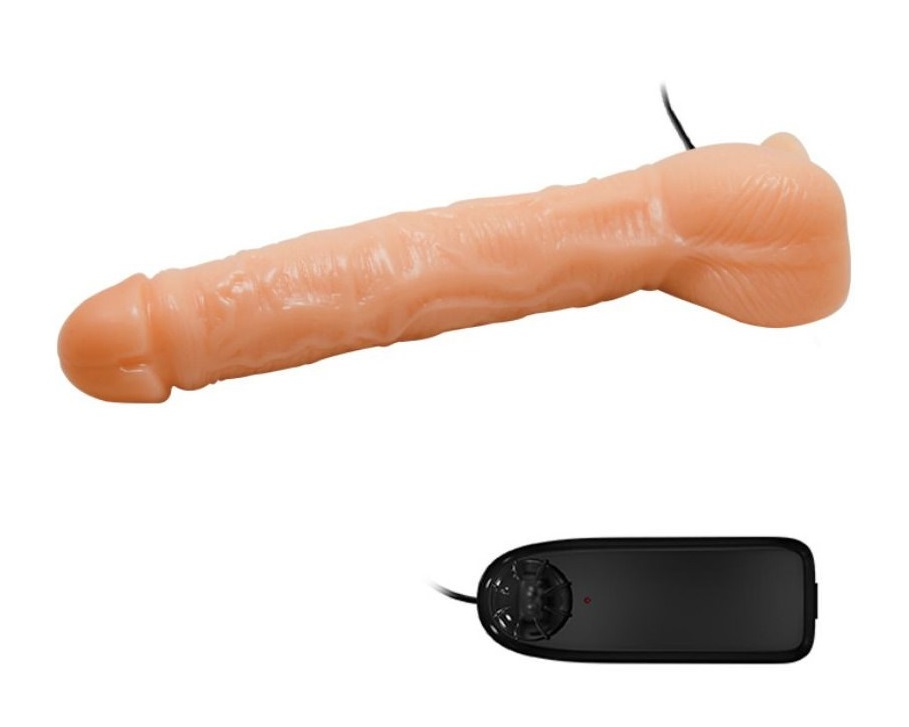 Vibrator Realist Multispeed cu Telecomanda, PVC, Natural, 27 cm, #2, Erotic24.ro