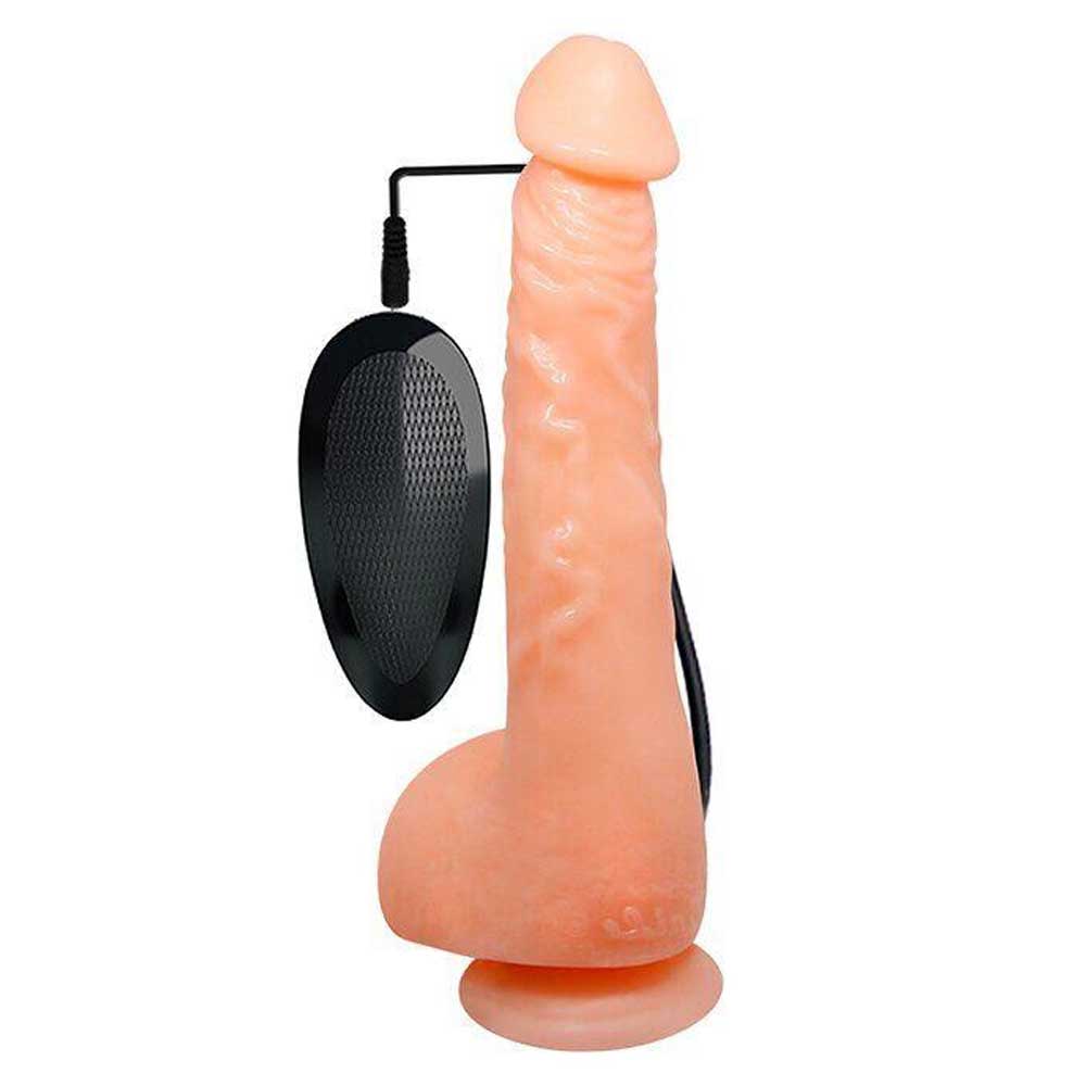 Vibrator Realist Multispeed Jason cu Telecomanda, TPR, Natural, 24 cm, Nr. 6, Erotic24.ro