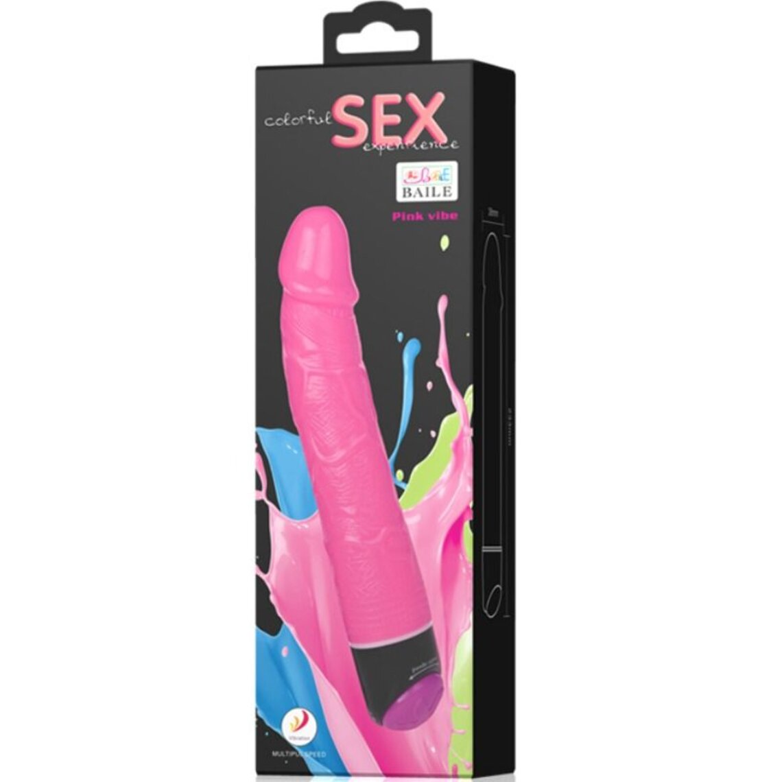 Vibrator Realist Multispeed Colorful Sex, TPR, Roz, 23.3 cm, #5, Erotic24.ro