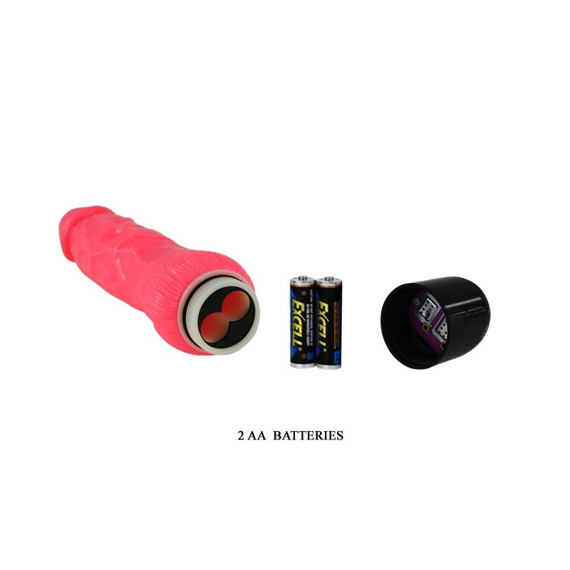 Vibrator Realist Multispeed Colorful Sex, TPR, Roz, 24 cm, #7, Erotic24.ro