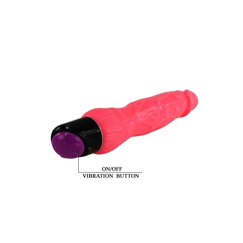 Vibrator Realist Multispeed Colorful Sex, TPR, Roz, 24 cm, #4, Erotic24.ro