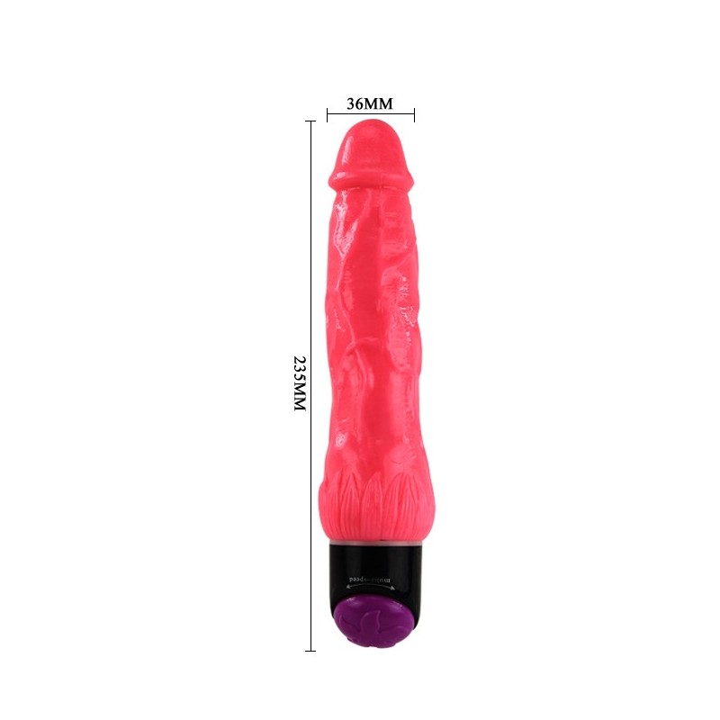 Vibrator Realist Multispeed Colorful Sex, TPR, Roz, 24 cm, #5, Erotic24.ro