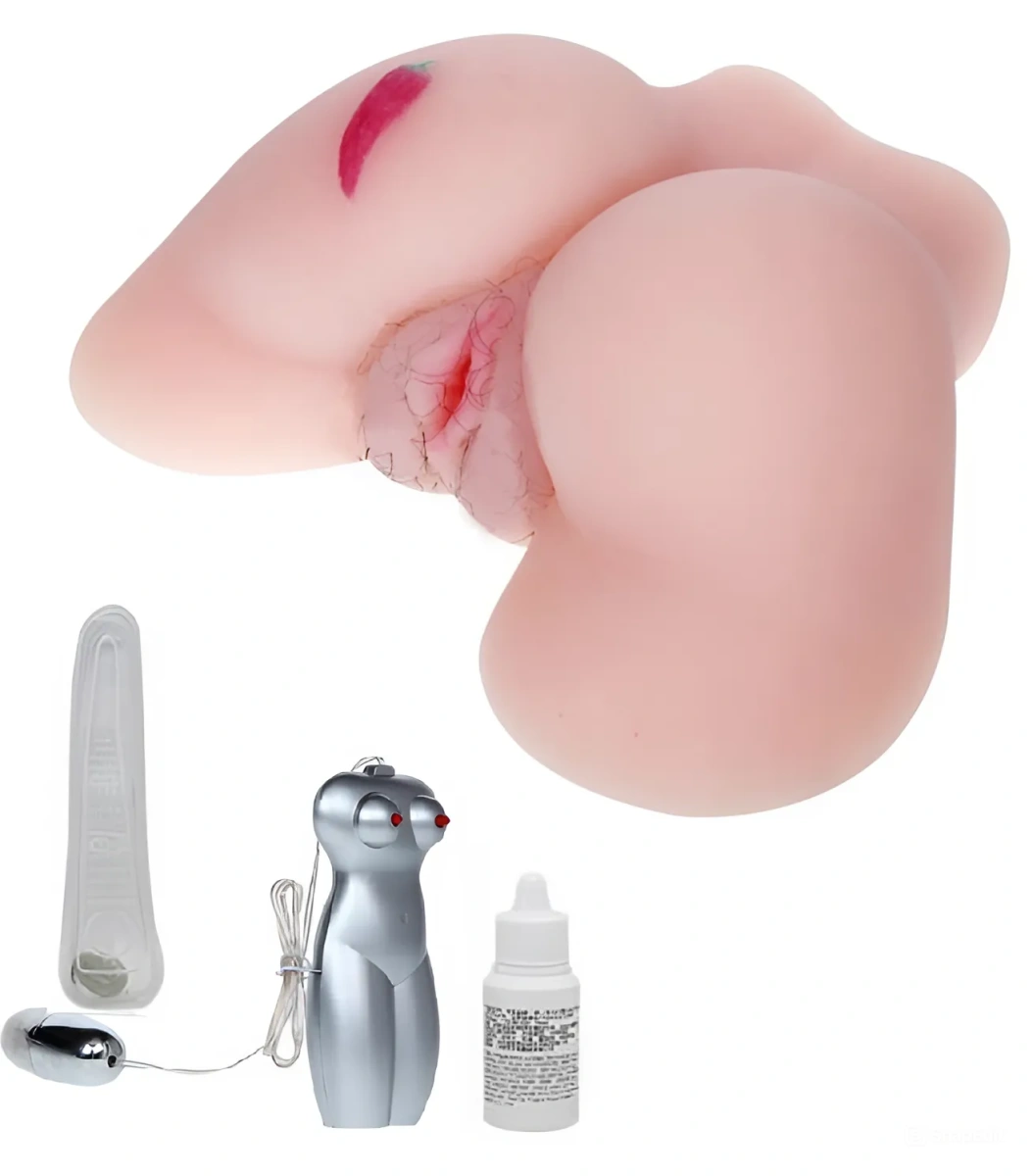 Masturbator Passion Lady Dana Vagin&Anus cu Vibratii, Incalzire, Voce Sexy, Material Realist TPR, Natural, 2.18 kg