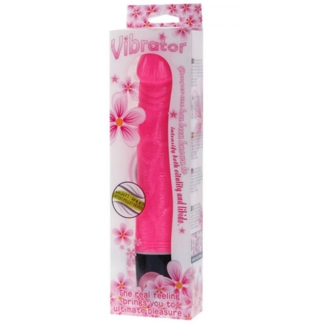 Vibrator Realist, Multispeed, TPR, Roz, 24 cm, #2, Erotic24.ro