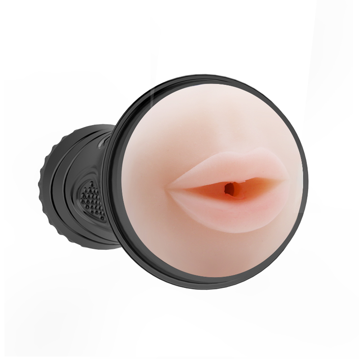Masturbator Pink Mouth, 7 Viteze Vibratii, TPR, Negru, 24 cm, #3, Erotic24.ro