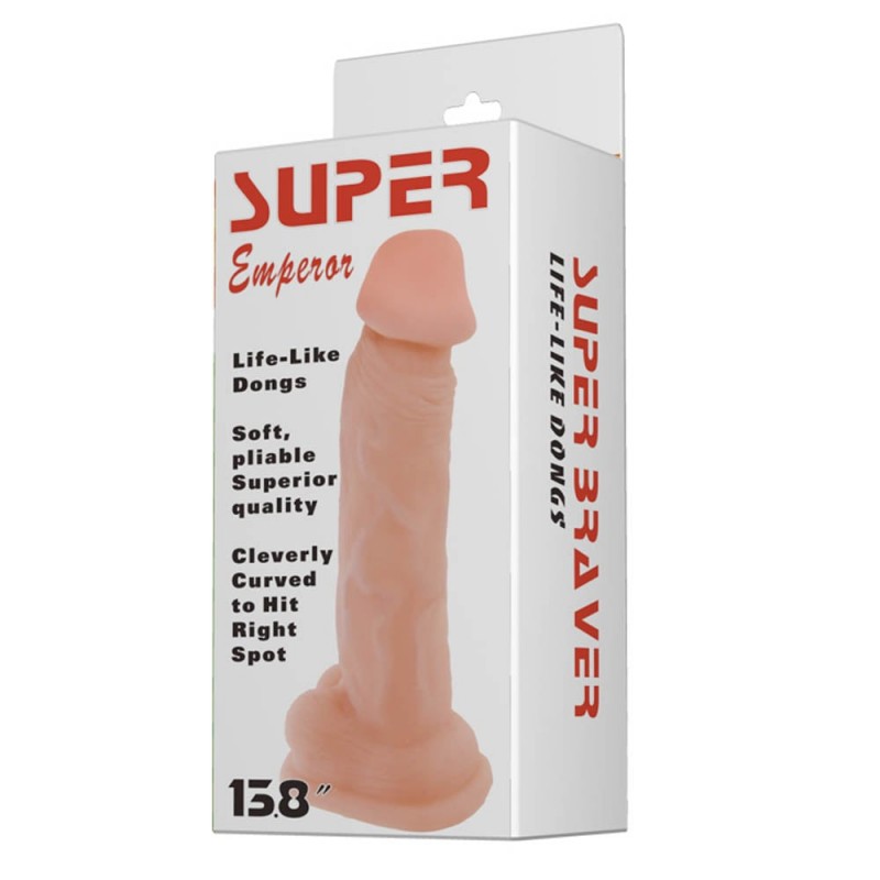 Dildo Realist Bendable Super Emperor, TPR, Natural, 34 cm, #6, Erotic24.ro