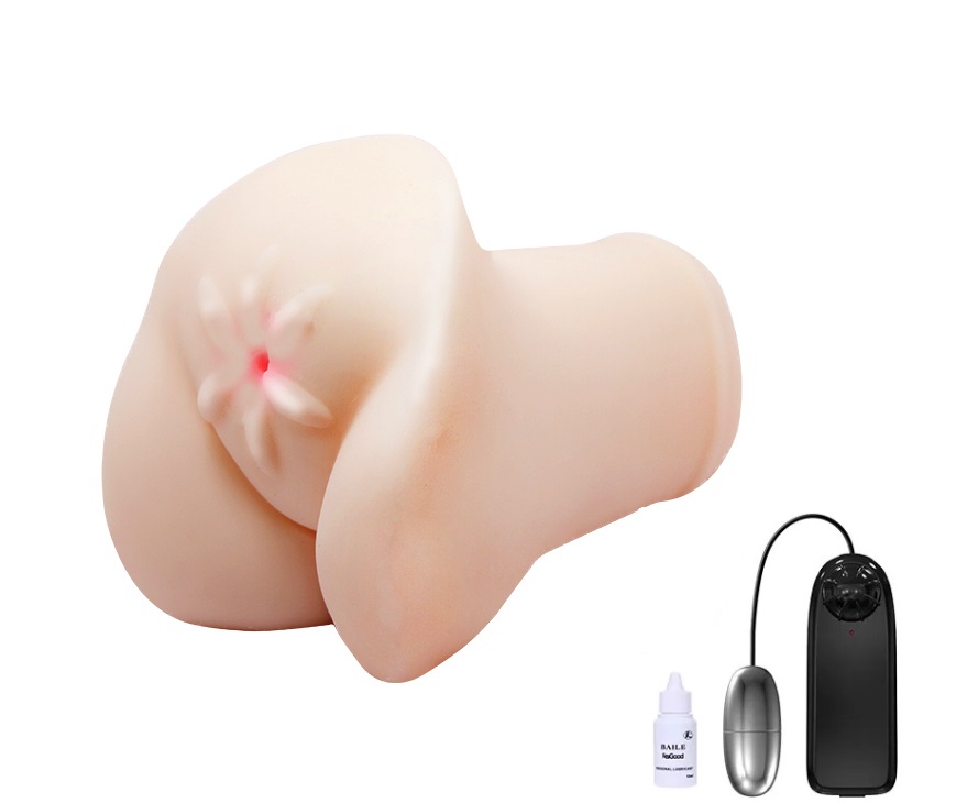 Masturbator Anus Super Realistic, Glont Vibrator cu Telecomanda, Natural, 15.5 cm