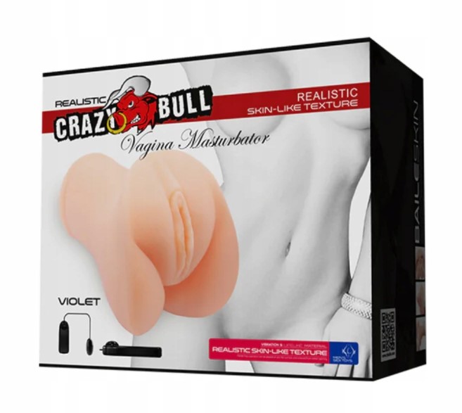 Masturbator Pussy Super Realistic Crazy Bull, Glont Vibrator cu Telecomanda, Natural, 15.5 cm, #8, Erotic24.ro