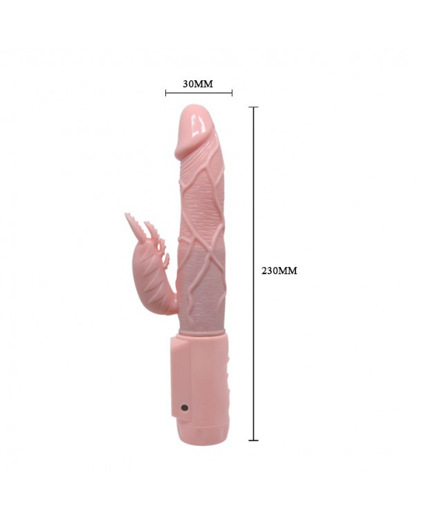 Vibrator Dragon 4 Moduri Vibratii, 4 Moduri Rotatii, TPR, USB, Natural, 23 cm, #2, Erotic24.ro