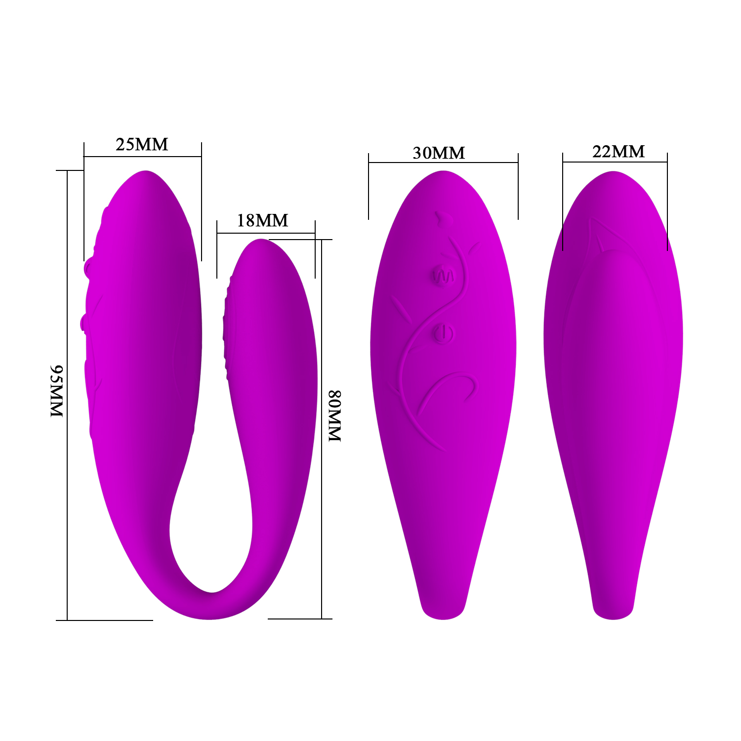 Vibrator Cuplu Chad Remote Control, 30 Moduri Vibratii, Silicon, USB, Mov, #8, Erotic24.ro