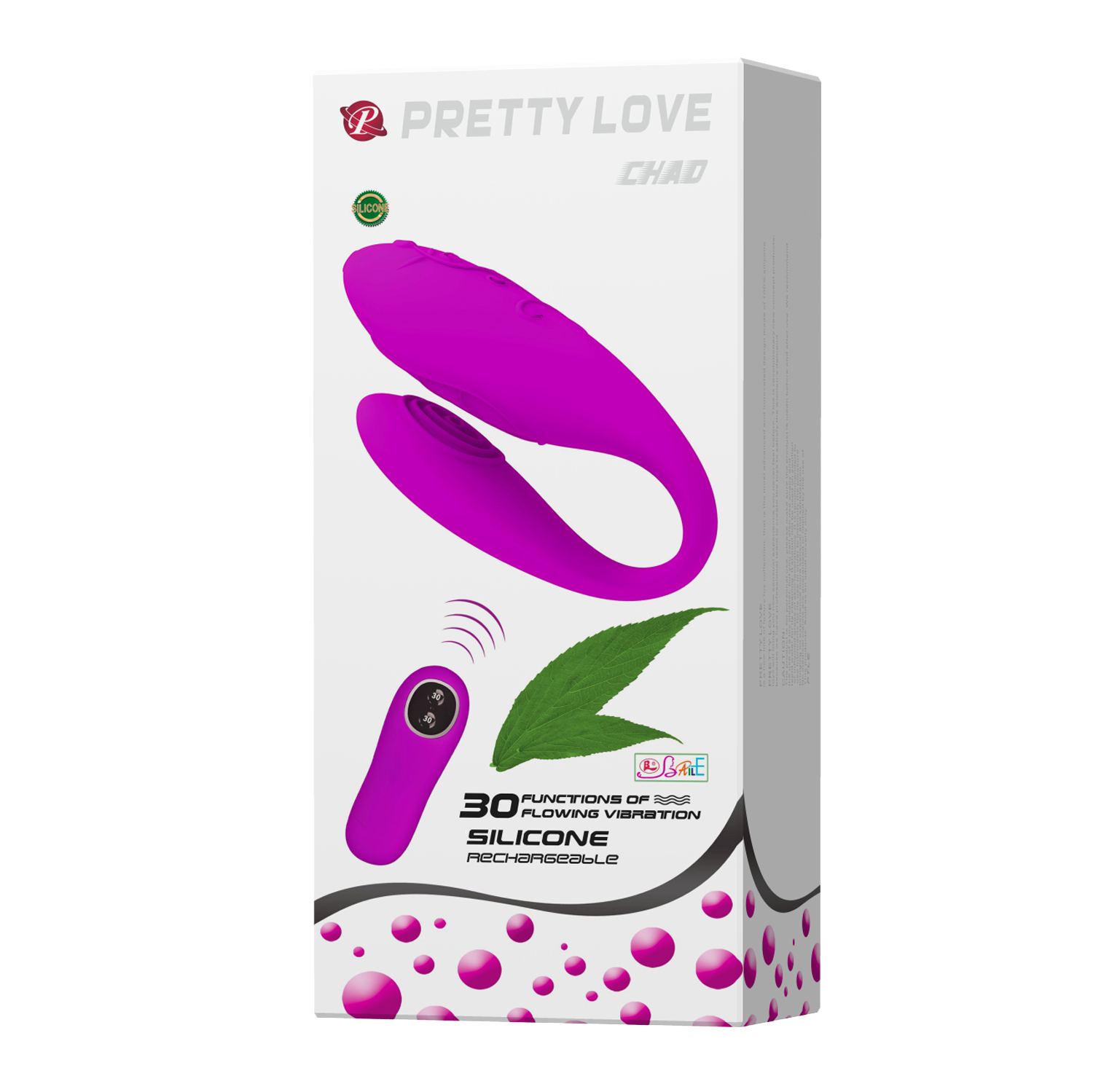 Vibrator Cuplu Chad Remote Control, 30 Moduri Vibratii, Silicon, USB, Mov, #11, Erotic24.ro