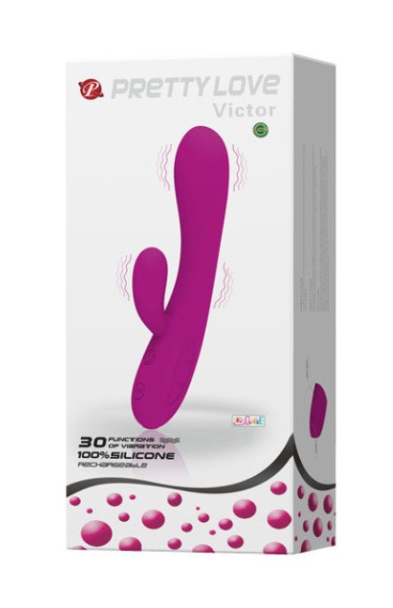 Vibrator Iepuras Victor, 30 Moduri Vibratii, Silicon, USB, Mov, 17 cm, Pretty Love, #4, Erotic24.ro