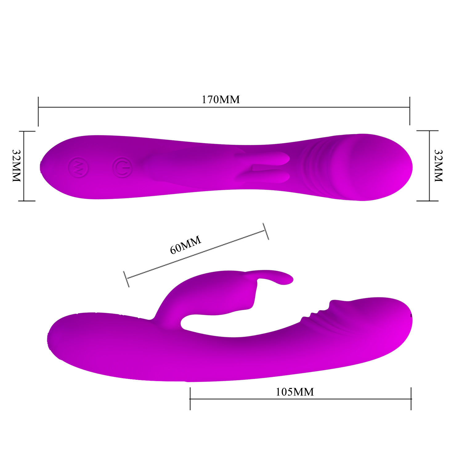 Vibrator Iepuras Hunter, 30 Moduri Vibratii, Silicon, USB, Mov, 17 cm, Nr. 8, Erotic24.ro