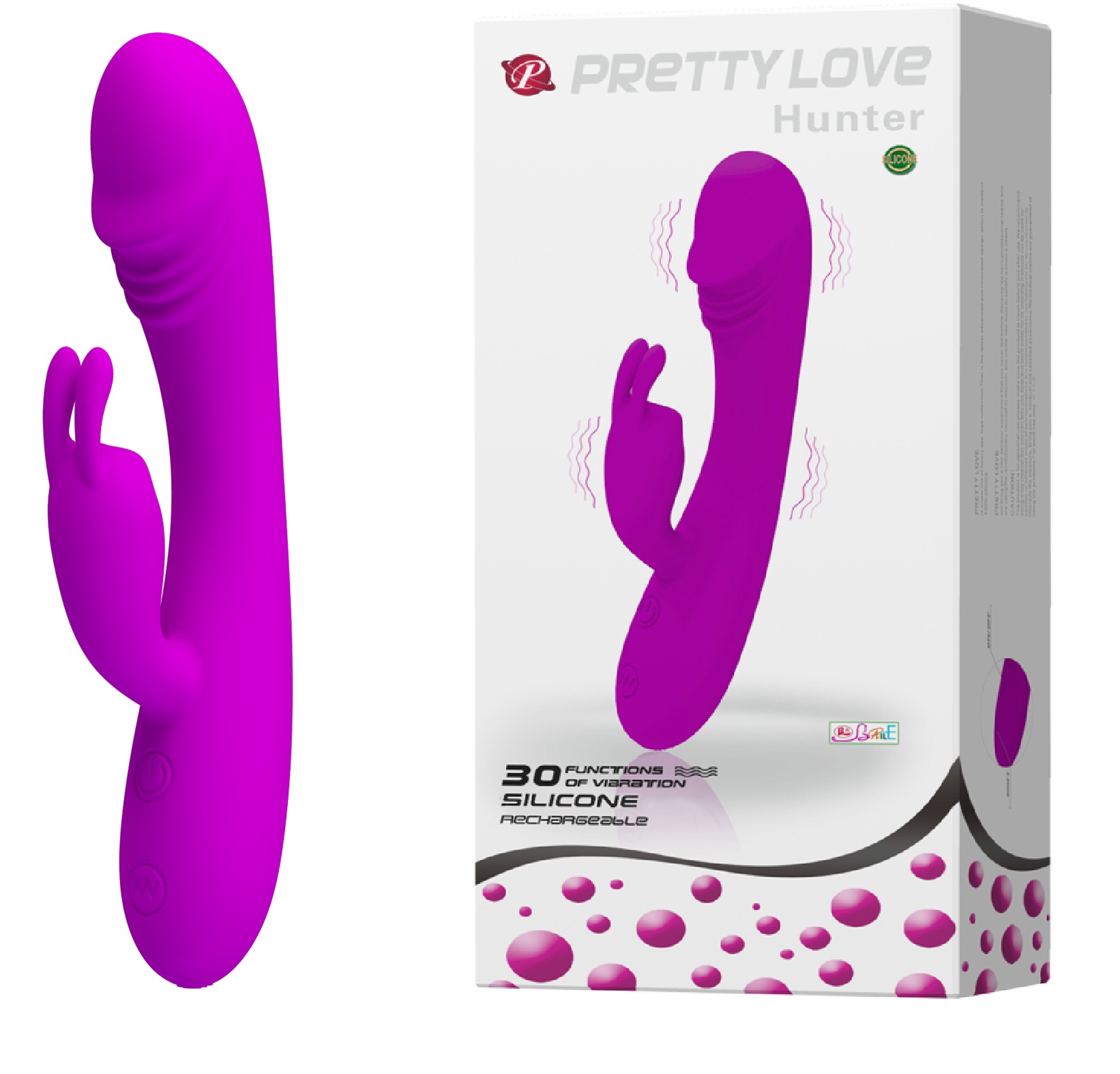 Vibrator Iepuras Hunter, 30 Moduri Vibratii, Silicon, USB, Mov, 17 cm, Nr. 1, Erotic24.ro
