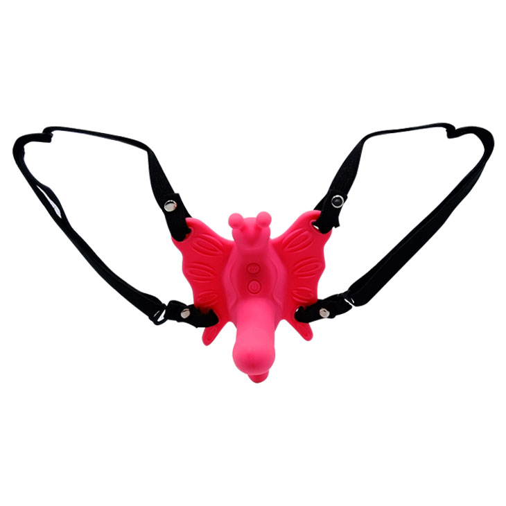 Strap-on Wearable Butterfly, 10 Moduri Vibratii, Silicon, Roz, #7, Erotic24.ro