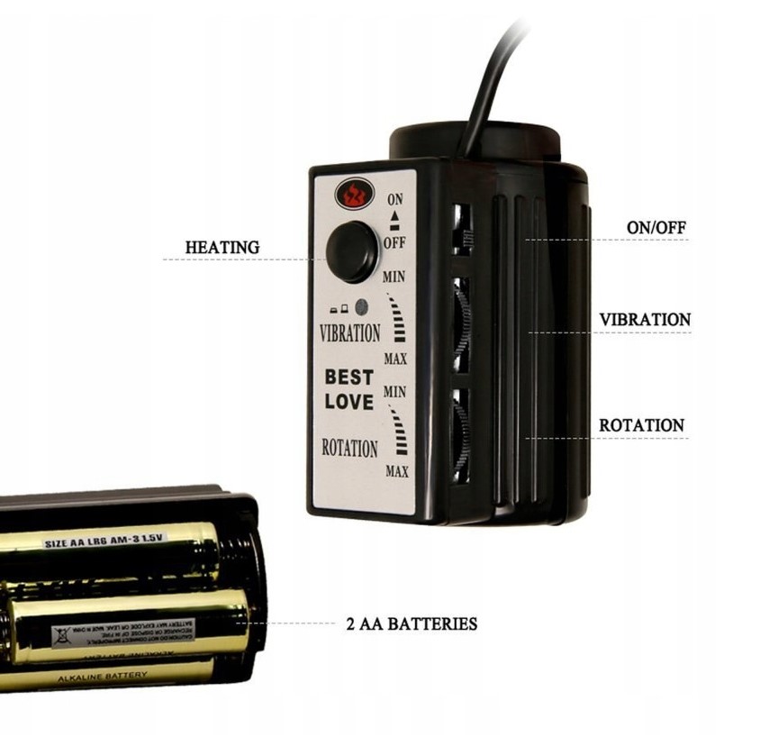 Vibrator Fiery Dong, Incalzire-Vibratii-Rotatii, TPR, Natural, 30.4 cm, #4, Erotic24.ro