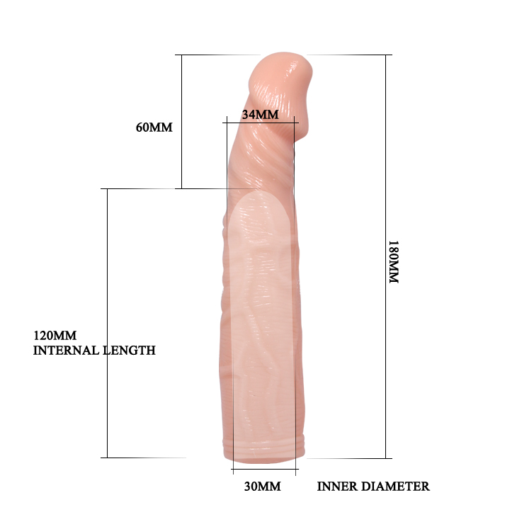 Prelungitor Penis cu Vibratii, + 6 cm, TPR, Natural, Nr. 4, Erotic24.ro
