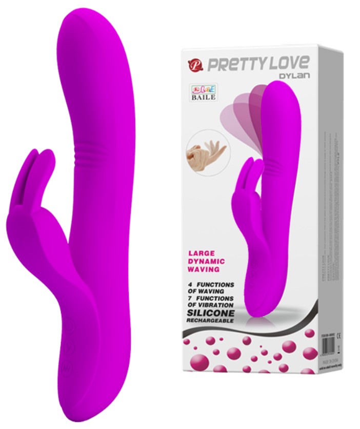 Vibrator Pretty Love Dylan, 7+4 Moduri Stimulatoare, Silicon, USB, Mov, 21 cm