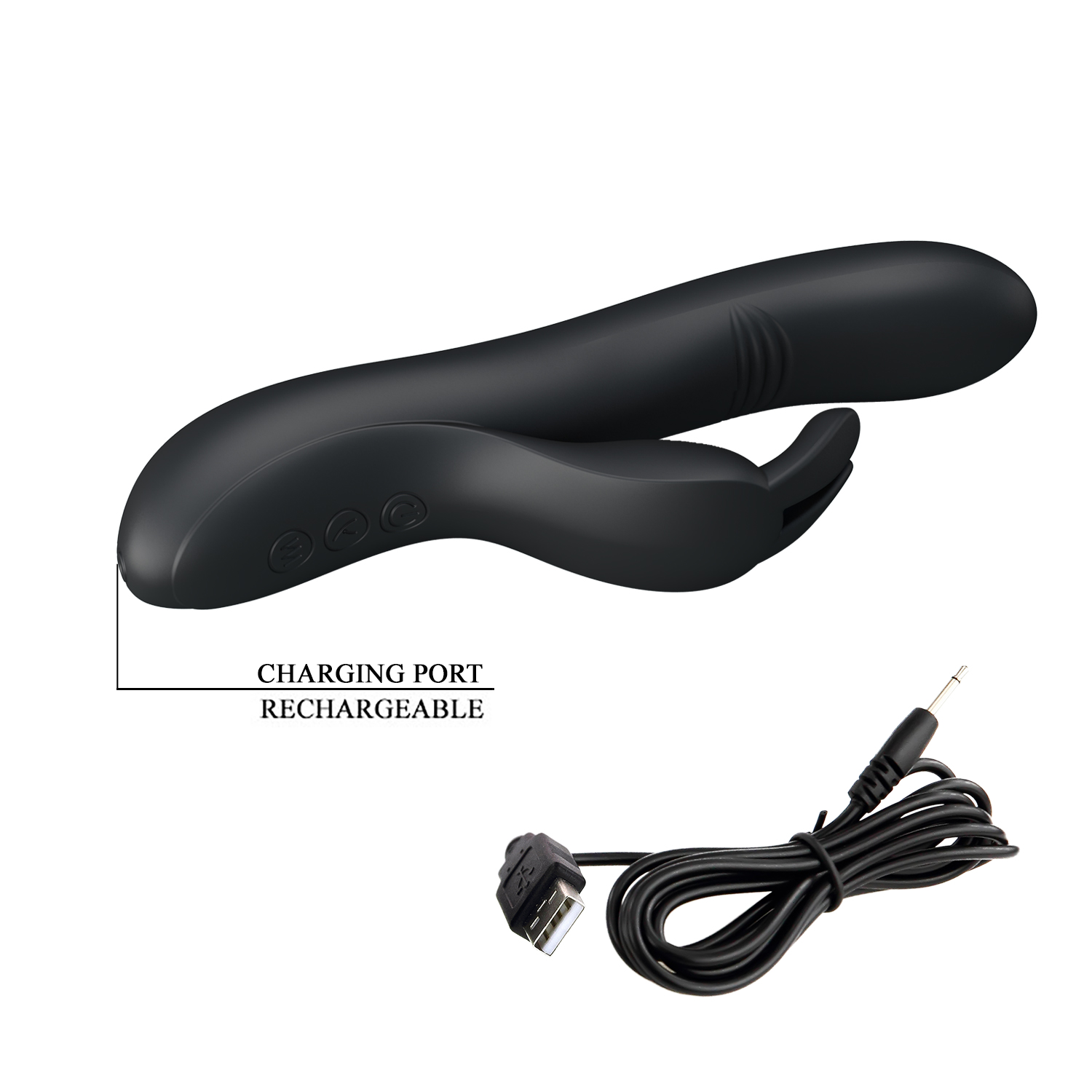 Vibrator Pretty Love Dylan, 7+4 Moduri Stimulatoare, Silicon, USB, Negru, 21 cm, #6, Erotic24.ro