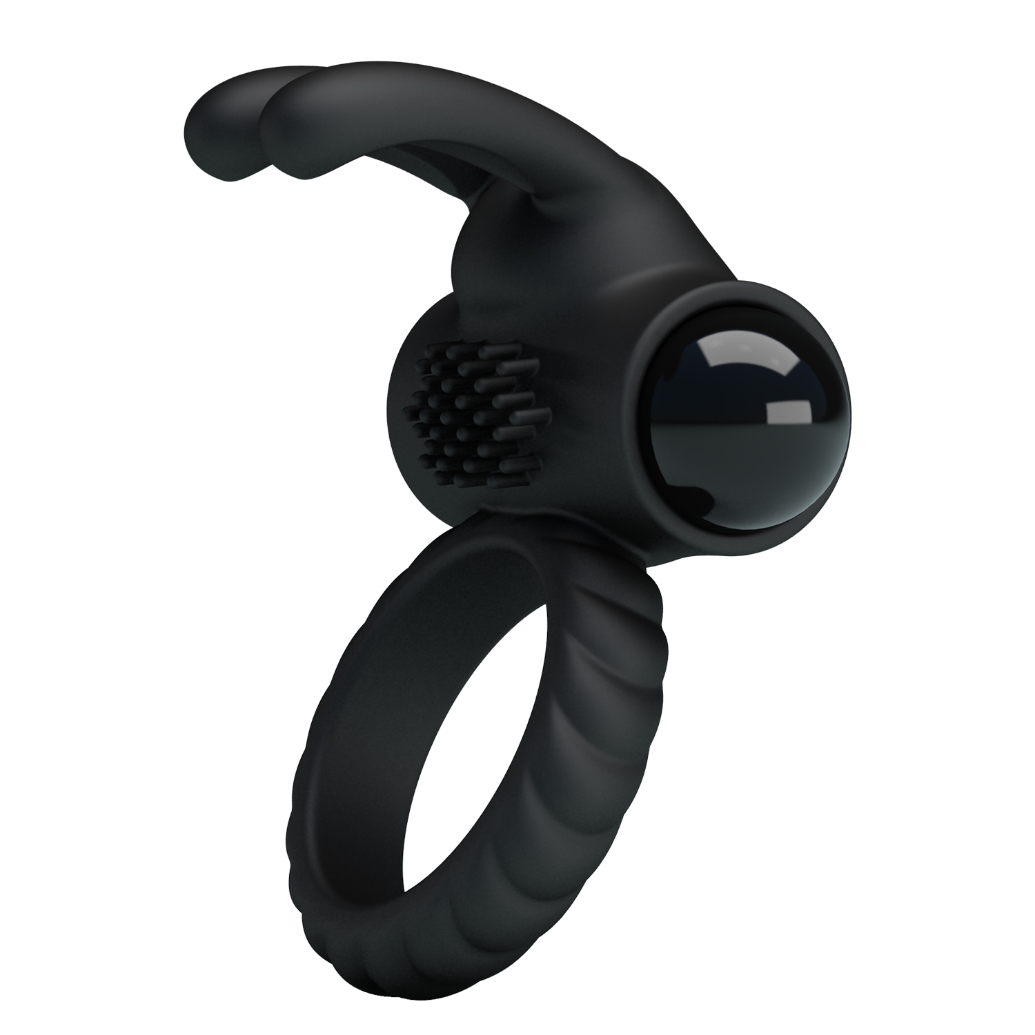 Inel Vibrator de Penis Eudora, Silicon, Negru, #3, Erotic24.ro