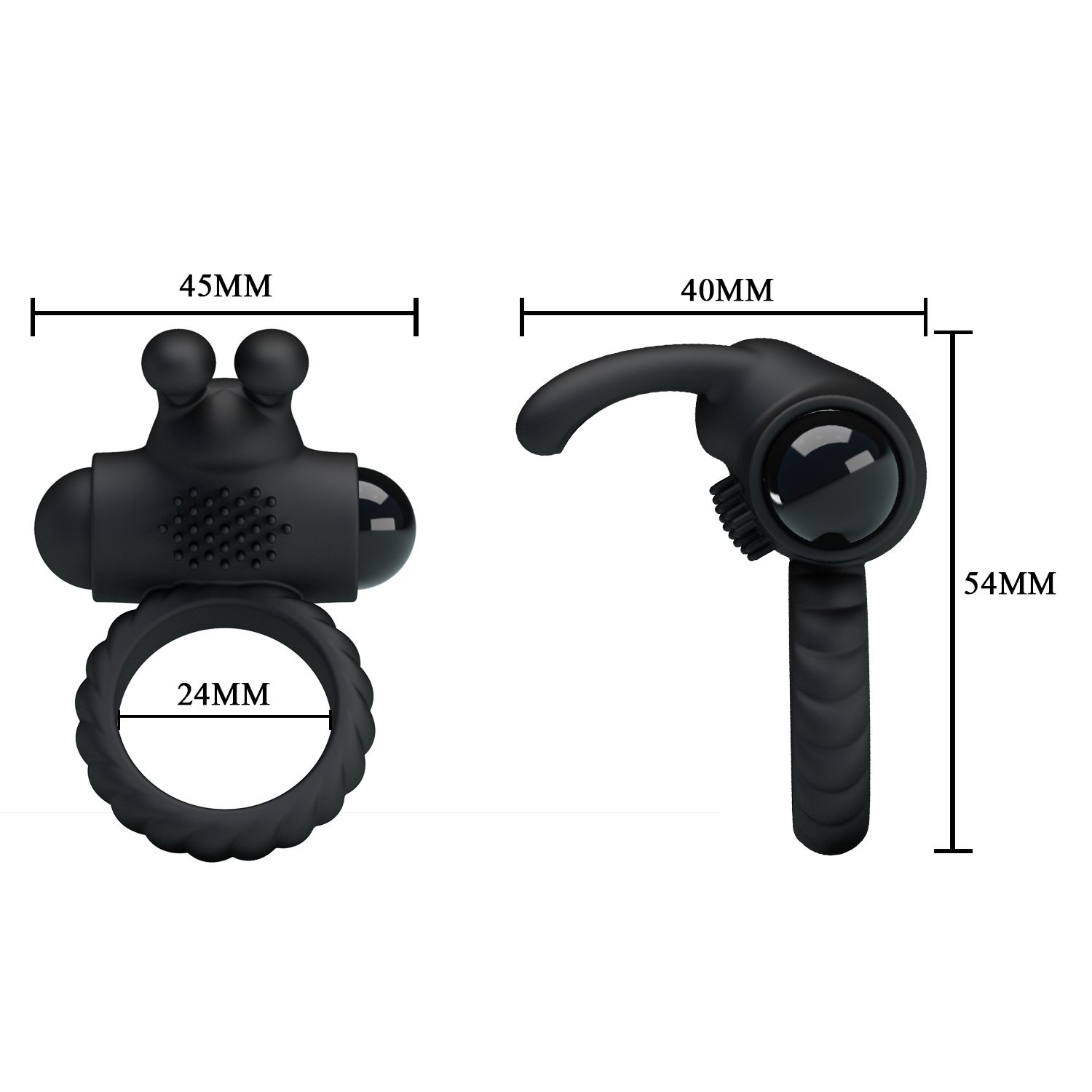 Inel Vibrator de Penis Eudora, Silicon, Negru, #7, Erotic24.ro