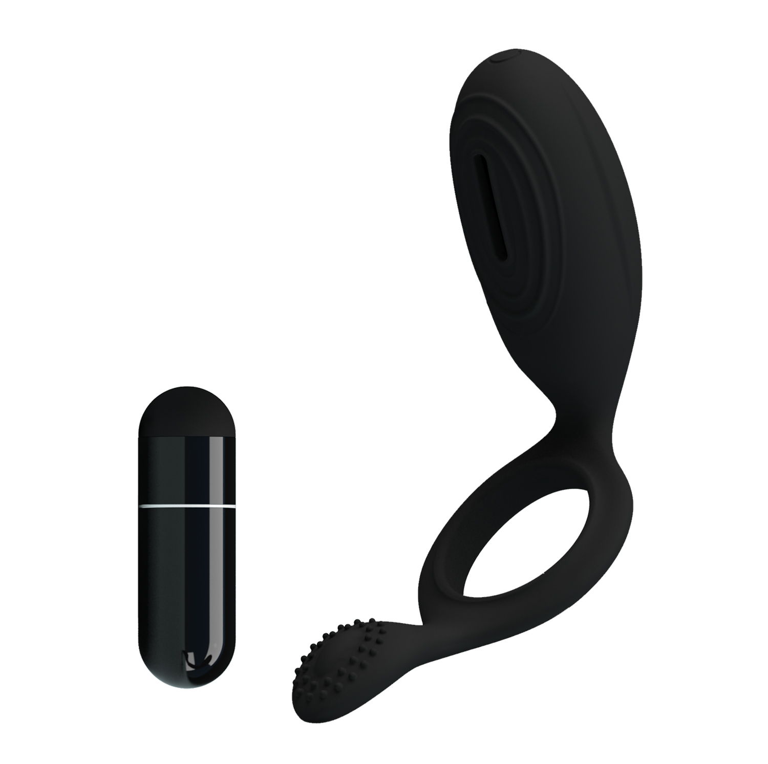Inel Vibrator de Penis Ethel, Silicon, Negru, #2, Erotic24.ro