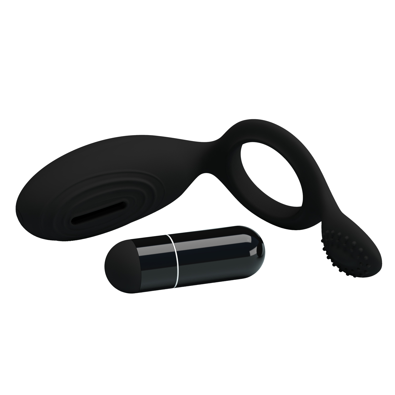 Inel Vibrator de Penis Ethel, Silicon, Negru, #8, Erotic24.ro