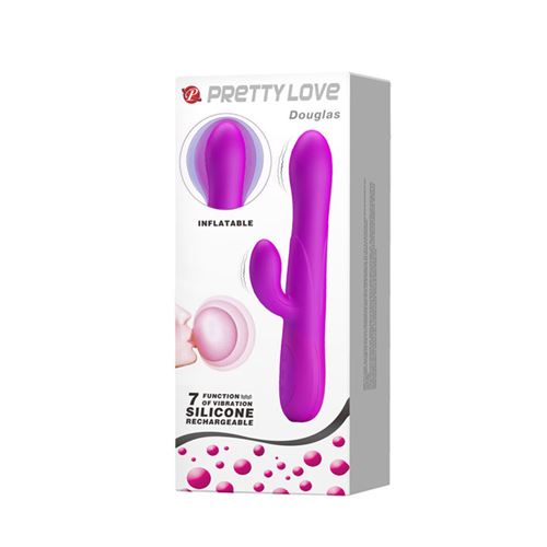 Vibrator Pretty Love Douglas Inflatable, 7 Moduri Vibratii, Silicon, USB, Mov, 24.9 cm, #7, Erotic24.ro