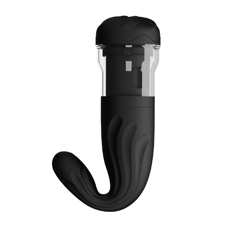 Masturbator Breton Rotating&Thrusting, 4 Moduri Stimulatoare, TPR, Negru, 27.3 cm