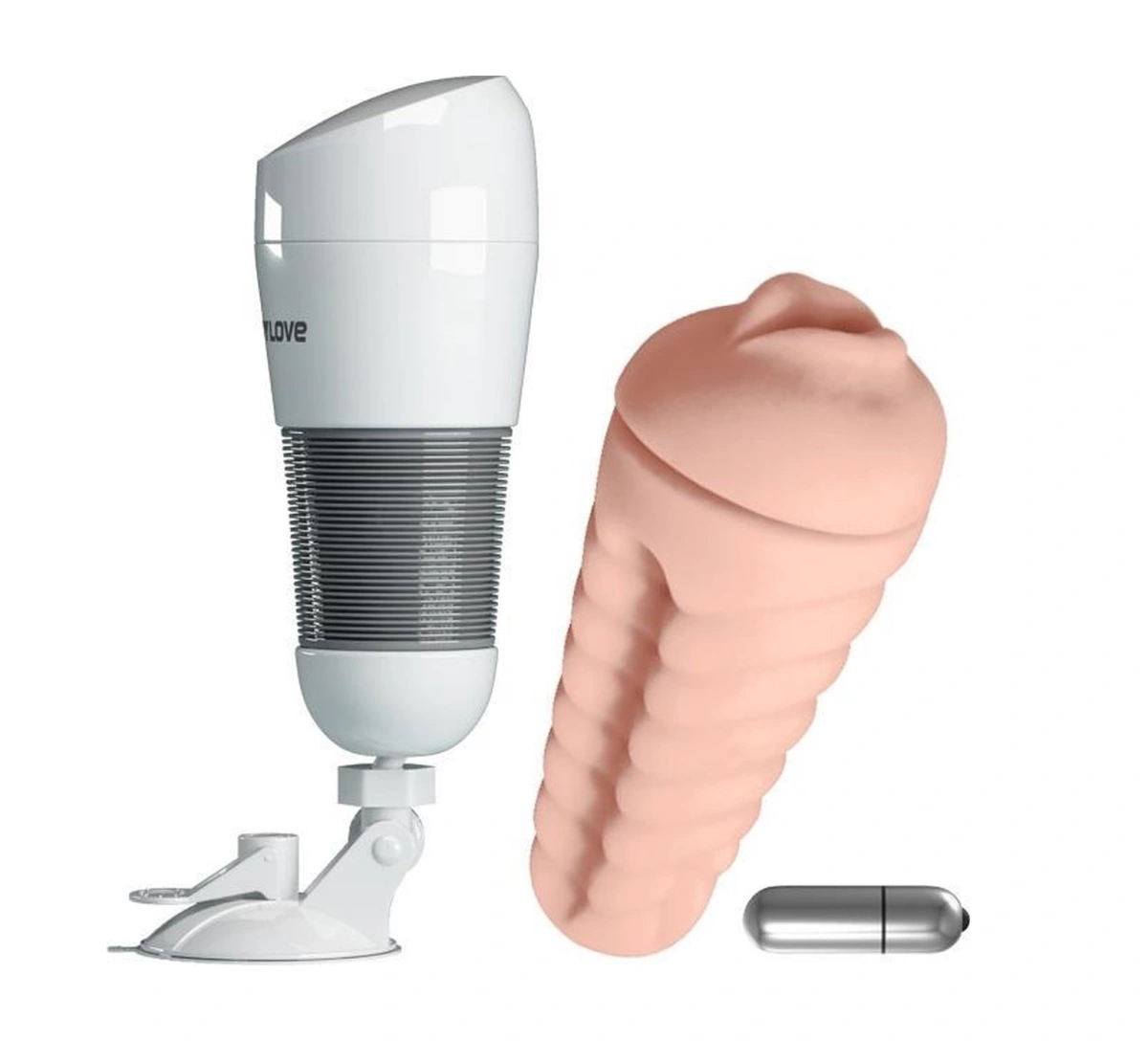 Masturbator Pretty Love Hedy Mouth cu Vibratii, Ventuza Detasabila, Natural, Nr. 4, Erotic24.ro