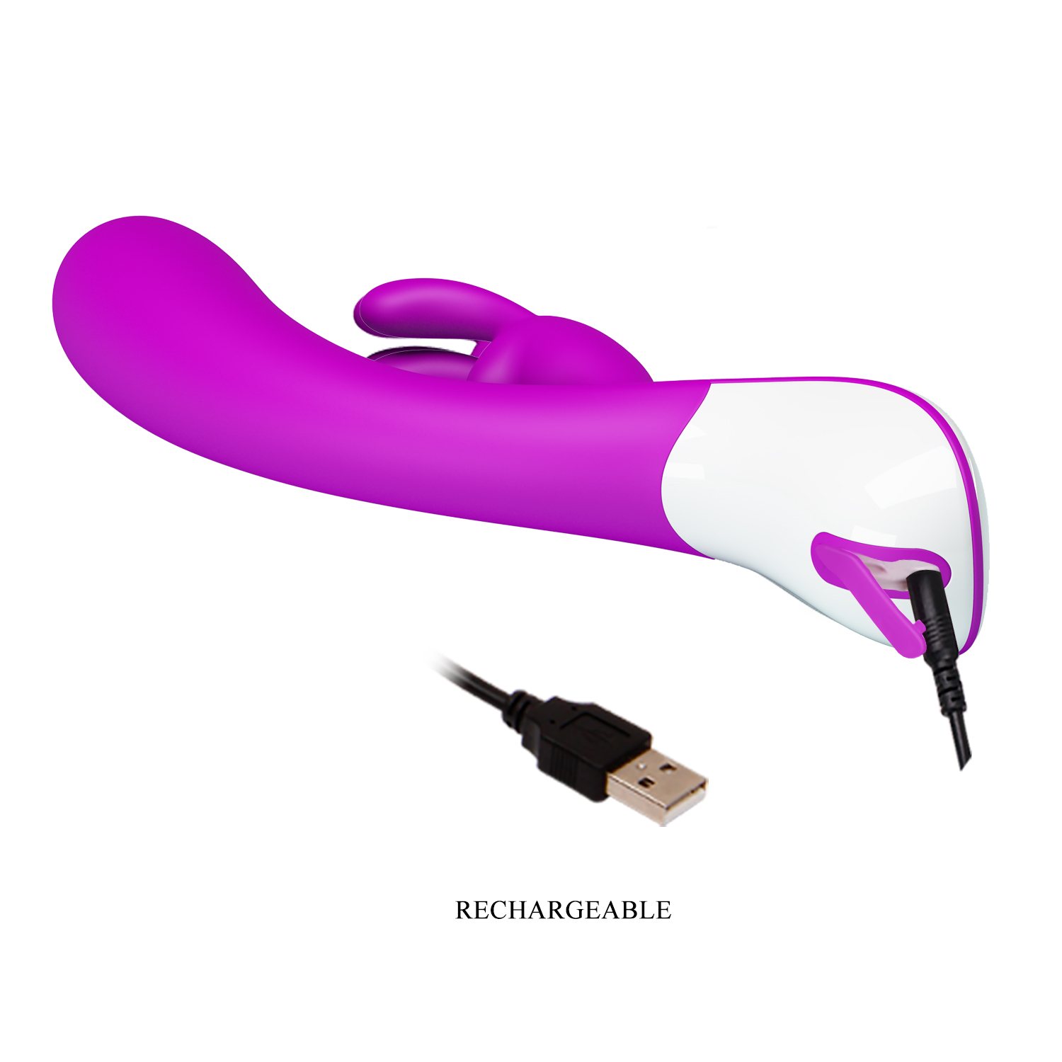 Vibrator Iepuras Harlan, 12 Moduri Vibratii, Silicon, USB, Mov, 21.5 cm, Nr. 7, Erotic24.ro