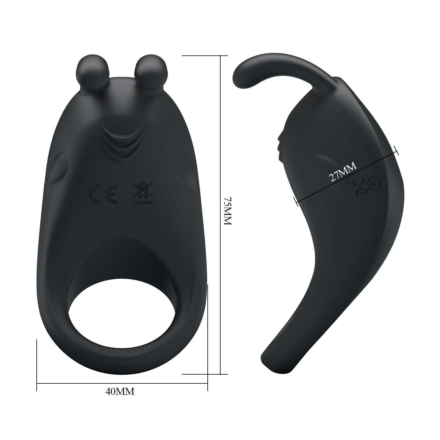 Inel Penis Pretty Love Rabbit, 7 Moduri Vibratii, Silicon, USB, Negru, Nr. 8, Erotic24.ro